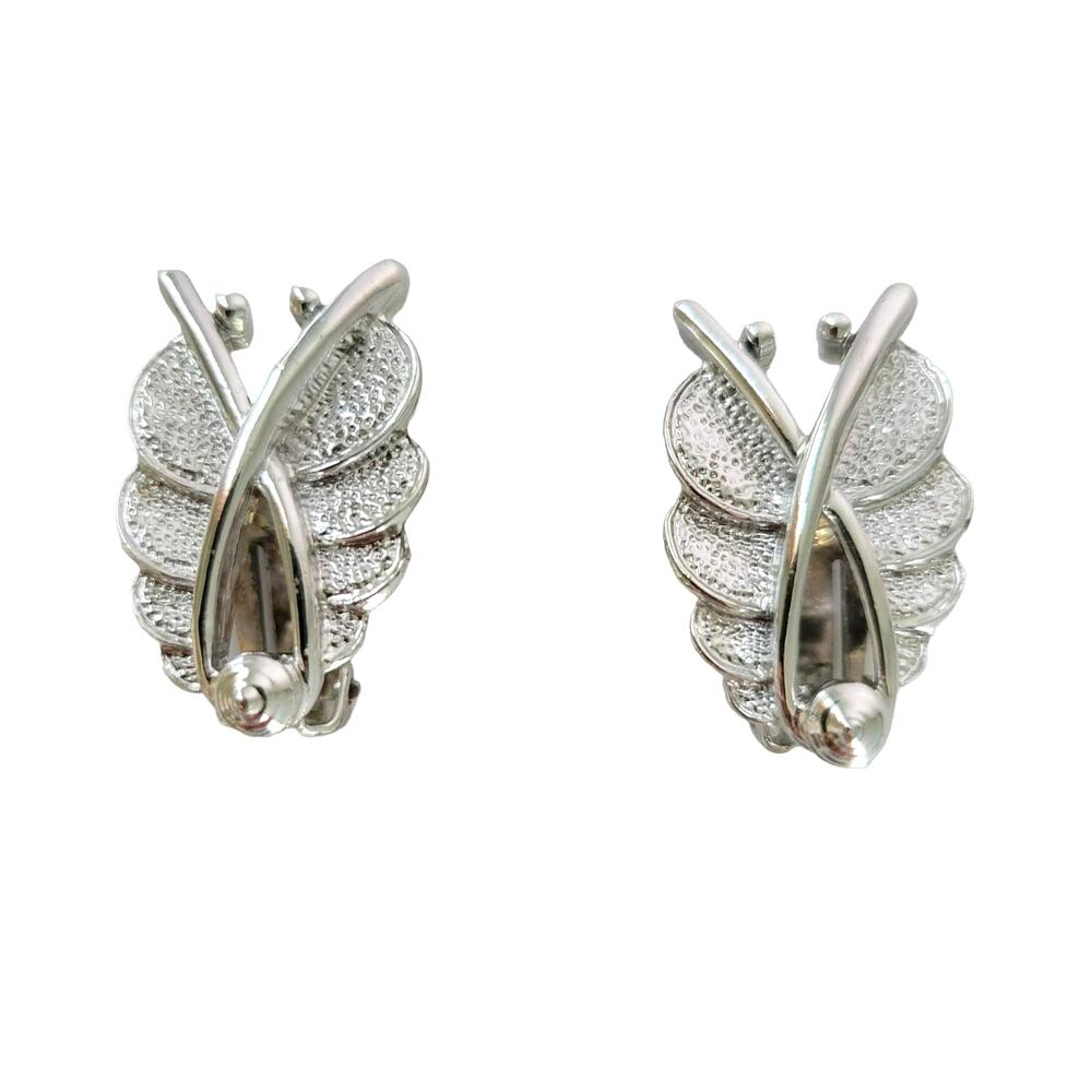 Vintage Sarah Coventry Earrings Women's Silver Clip On Art Deco Modernist Retro